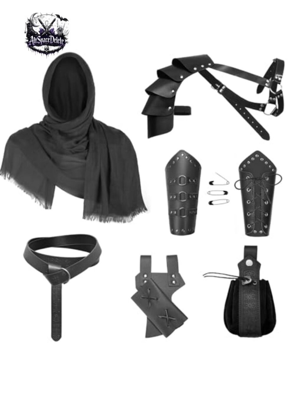 PU Leather Medieval Knight Costume Set Renaissance Accessories Men